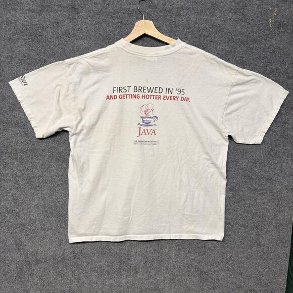 Vintage Sun Microsystems Java Promo Tee Shirt Men’s XL Y2K White Graphic 2000s